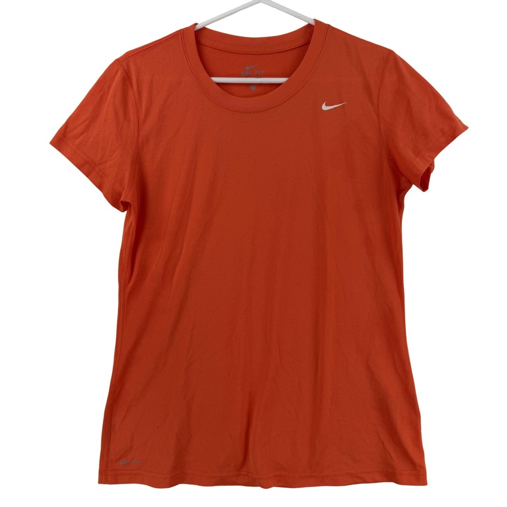Nike Shirt Womens Medium Orange Dri-FIT Short Sleeve Running Athletic Top